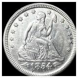 1854 Arrows Silver Seated Liberty Quarter  CHOICE