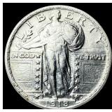 1918-D Silver Standing Liberty Quarter CLOSELY UNC