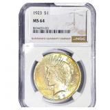 1923 Silver Peace Dollar NGC MS64