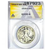 1916-S Walking Liberty Half Dollar ANACS G4