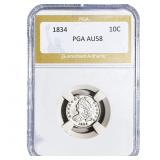 1834 Capped Bust Dime PGA AU58