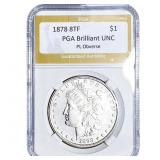 1878 8TF Morgan Silver Dollar PGA Brilliant UNC PL
