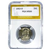 1953-D Washington Silver Quarter PGA MS66