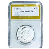 1955 Franklin Half Dollar PGA MS65 FBL