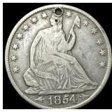 1854-O Arrows Seated Liberty Half Dollar