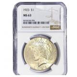 1923 Silver Peace Dollar NGC MS63