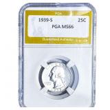 1939-S Washington Silver Quarter PGA MS66