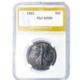 1942 Walking Liberty Half Dollar PGA MS68