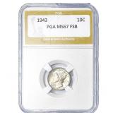 1943 Mercury Silver Dime PGA MS67 FSB