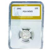 1942 Mercury Silver Dime PGA MS65
