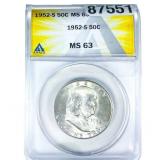 1952-S Franklin Half Dollar ANACS MS63
