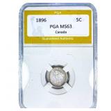 1896 Canada Silver 5 Cents PGA MS63