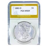 1882-O Morgan Silver Dollar PGA MS64
