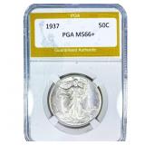 1937 Walking Liberty Half Dollar PGA MS66+