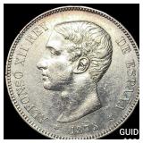 1875 Spain Silver 5 Pesetas