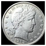 1915-S Silver Barber Half Dollar CLOSELY UNCIRCULA
