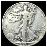 1938-D Silver Walking Liberty Half Dollar UNCIRCUL