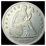 1872 Silver Seated Liberty Dollar NEARLY  UNCIRCU