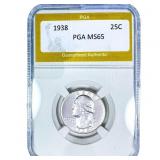 1938 Washington Silver Quarter PGA MS65