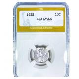 1938 Mercury Silver Dime PGA MS66