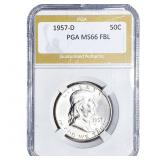 1957-D Franklin Half Dollar PGA MS66 FBL