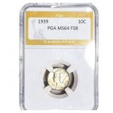1939 Mercury Silver Dime PGA MS64 FSB