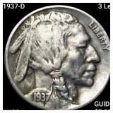 1937-D 3 Leg Buffalo Nickel CHOICE AU