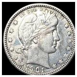 1901-O Silver Barber Quarter CLOSELY  UNCIRCULATE