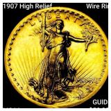 1907 HR Wire Rim $20 Gold Double Eagle CHOICE BU
