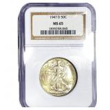 1947-D Walking Liberty Half Dollar NGC MS65