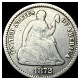 1872 Silver Seated Liberty Half Dime ABOUT  UNCIR