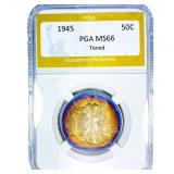 1945 Walking Liberty Half Dollar PGA MS66 Toned