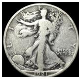 1921-D Silver Walking Liberty Half Dollar  LIGHTL