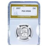 1937 Washington Silver Quarter PGA MS66