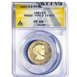 1981-S Susan B. Anthony $1 Type 2 ANACS PF68 DCAM