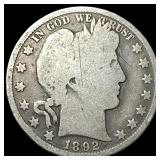 1892 Silver Barber Half Dollar NICELY  CIRCULATED