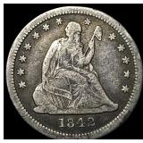 1842-O Silver Seated Liberty Quarter LIGHTLY  CIR