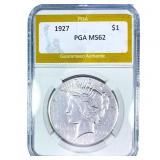 1927 Silver Peace Dollar PGA MS62