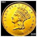1861 Rare Gold Dollar CHOICE BU