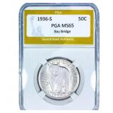 1936-S Bay Bridge Half Dollar PGA MS65
