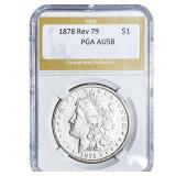 1878 Rev 79 Morgan Silver Dollar PGA AU58