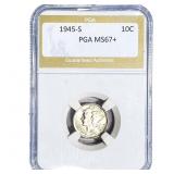 1945-S Mercury Silver Dime PGA MS67+