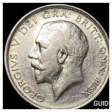 1914 Great Britain Silver 1/2 Crown