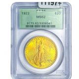 1922 $20 Gold Double Eagle PCGS MS62
