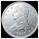 1837 Capped Bust Silver Half Dollar CHOICE AU