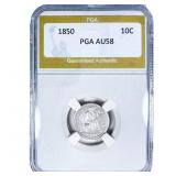 1850 Seated Liberty Dime PGA AU58