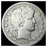 1908-S Silver Barber Quarter HIGH GRADE