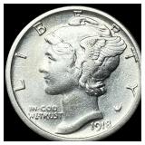 1918-S Silver Mercury Dime CHOICE AU