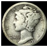 1921-D Silver Mercury Dime LIGHTLY CIRCULATED