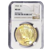 1923 Silver Peace Dollar NGC MS64